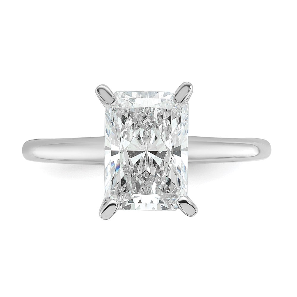14kw 2 1/4ct Cert Lab Grown Dia VS/SI+ G+ Radiant Solitaire Comp Eng Ring