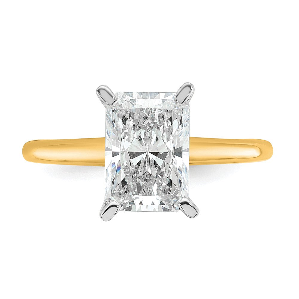 14ktt 2 1/4ct Cert Lab Grown Dia VS/SI+ G+ Radiant Solitaire Comp Eng Ring