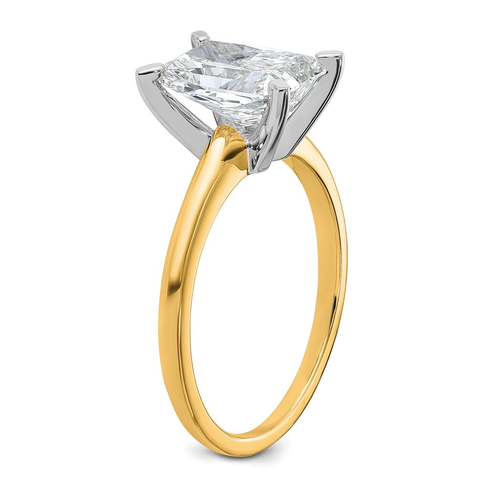 14ktt 2 1/4ct Cert Lab Grown Dia VS/SI+ G+ Radiant Solitaire Comp Eng Ring