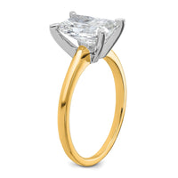 14ktt 2 1/4ct Cert Lab Grown Dia VS/SI+ G+ Radiant Solitaire Comp Eng Ring
