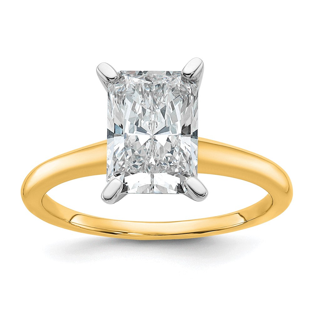 14ktt 2 1/4ct Cert Lab Grown Dia VS/SI+ G+ Radiant Solitaire Comp Eng Ring