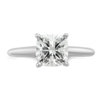 14kw 2 1/2ct Lab Grown Diamond VS/SI+ G+ Cushion Comp Solitaire Eng Ring