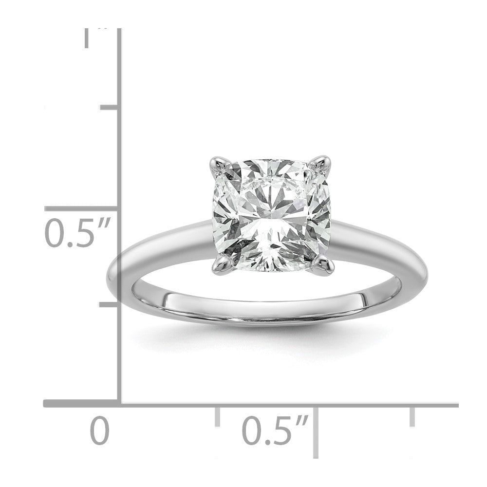 14kw 2 1/2ct Cert Lab Grown Dia VS/SI+ G+ Cushion Comp Solitaire Eng Ring
