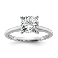 14kw 2 1/2ct Lab Grown Diamond VS/SI+ G+ Cushion Comp Solitaire Eng Ring