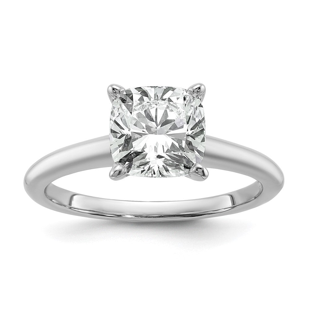 14kw 2 1/2ct Cert Lab Grown Dia VS/SI+ G+ Cushion Comp Solitaire Eng Ring