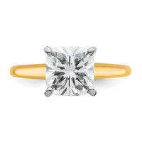 14ktt 2 1/2ct Cert Lab Grown Dia VS+ F+ Cushion Comp Solitaire Eng Ring