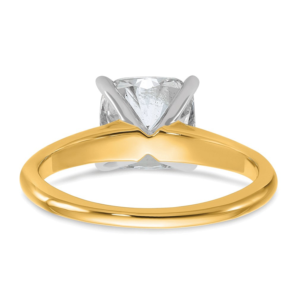14ktt 2 1/2ct Lab Grown Diamond VS/SI+ G+ Cushion Comp Solitaire Eng Ring