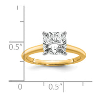 14ktt 2 1/2ct Cert Lab Grown Dia VS+ F+ Cushion Comp Solitaire Eng Ring