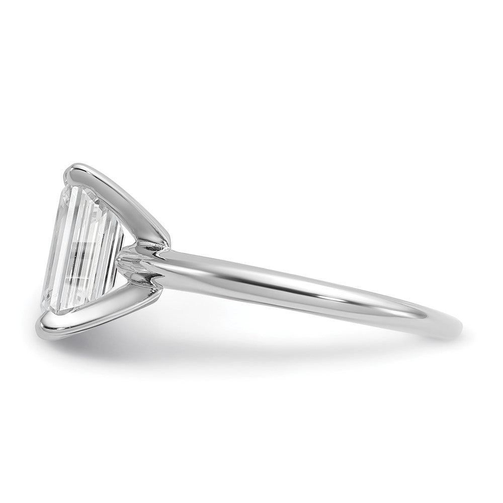 14kw 2 1/2ct Lab Grown Diamond VS+ F+ Emerald Solitaire Comp Eng Ring