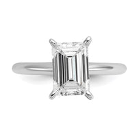 14kw 2 1/2ct Lab Grown Diamond VS+ F+ Emerald Solitaire Comp Eng Ring