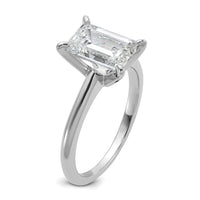 14kw 2 1/2ct Cert Lab Grown Dia VS/SI+ G+ Emerald Solitaire Comp Eng Ring