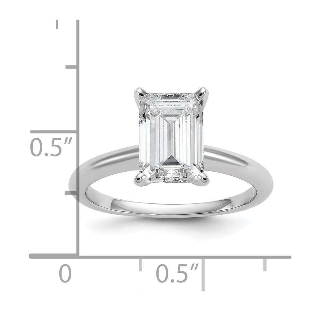 14kw 2 1/2ct Cert Lab Grown Dia VS/SI+ G+ Emerald Solitaire Comp Eng Ring