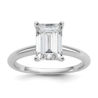 14kw 2 1/2ct Lab Grown Diamond VS+ F+ Emerald Solitaire Comp Eng Ring