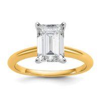 14ktt 2 1/2ct Lab Grown Diamond VS+ F+ Emerald Solitaire Comp Eng Ring