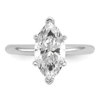 14kw 2 1/2ct Cert Lab Grown Dia VS/SI+ G+ Marquise Solitaire Comp Eng Ring