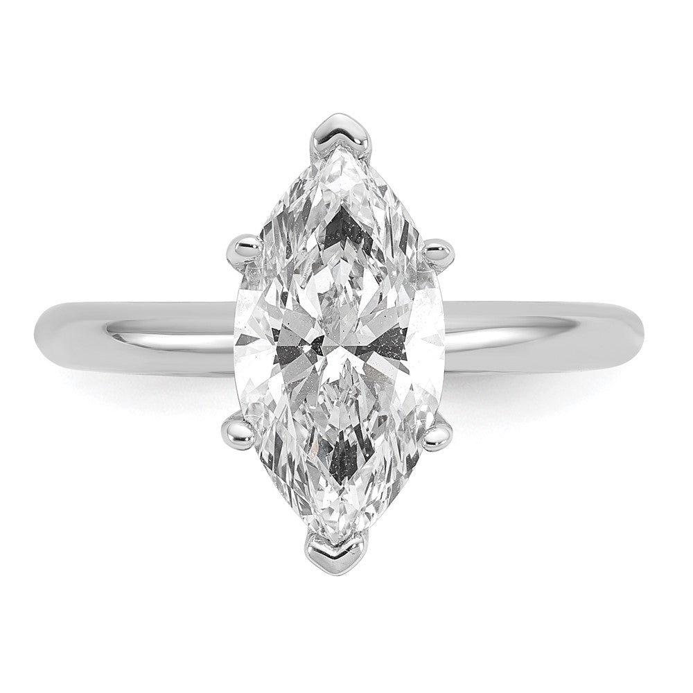 14kw 2 1/2ct Lab Grown Diamond VS/SI+ G+ Marquise Solitaire Comp Eng Ring