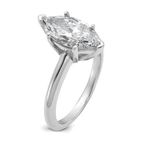 14kw 2 1/2ct Cert Lab Grown Dia VS/SI+ G+ Marquise Solitaire Comp Eng Ring