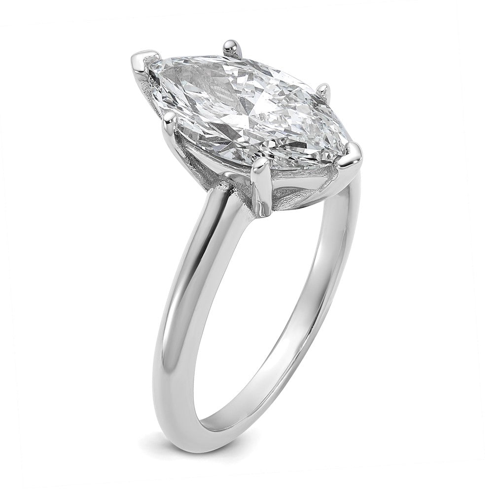 14kw 2 1/2ct Lab Grown Diamond VS/SI+ G+ Marquise Solitaire Comp Eng Ring