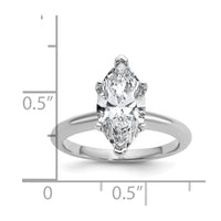 14kw 2 1/2ct Cert Lab Grown Dia VS/SI+ G+ Marquise Solitaire Comp Eng Ring