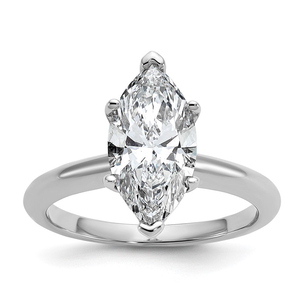 14kw 2 1/2ct Cert Lab Grown Dia VS/SI+ G+ Marquise Solitaire Comp Eng Ring