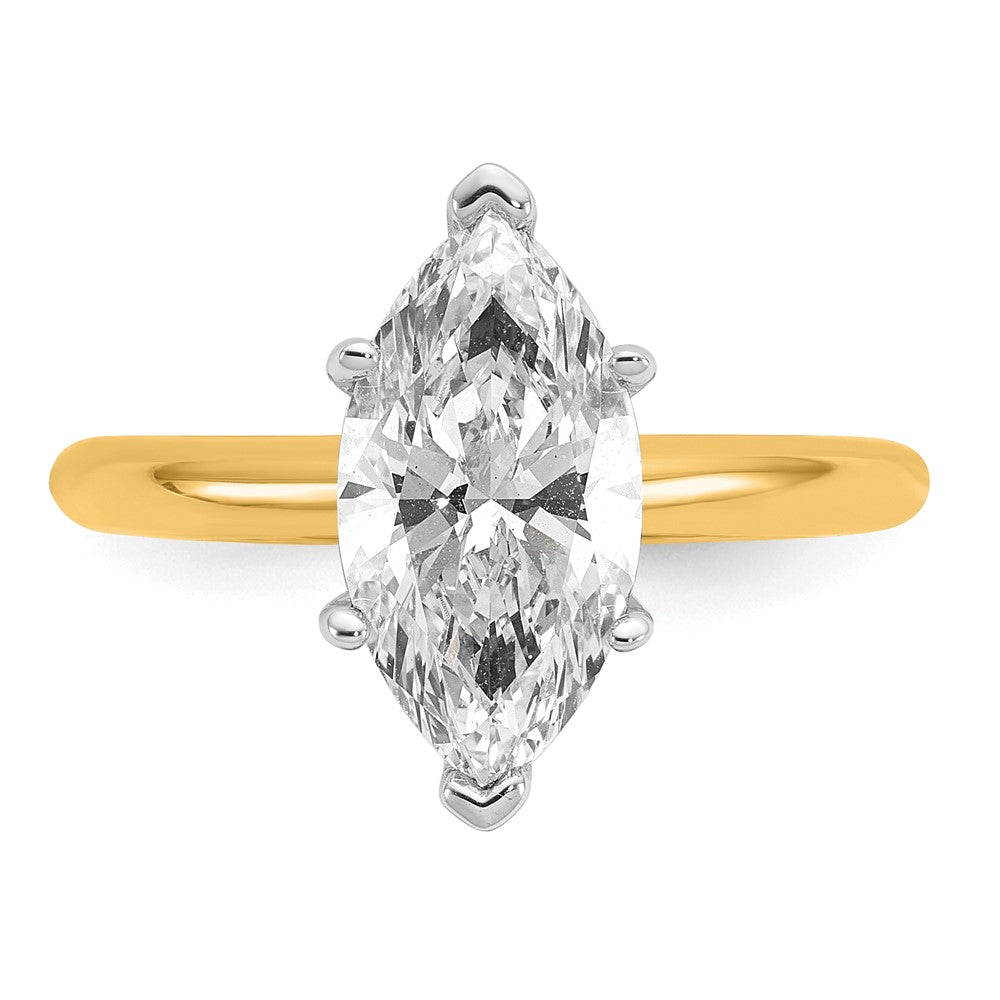 14ktt 2 1/2ct Cert Lab Grown Dia VS/SI+ G+ Marquise Solitaire Comp Eng Ring