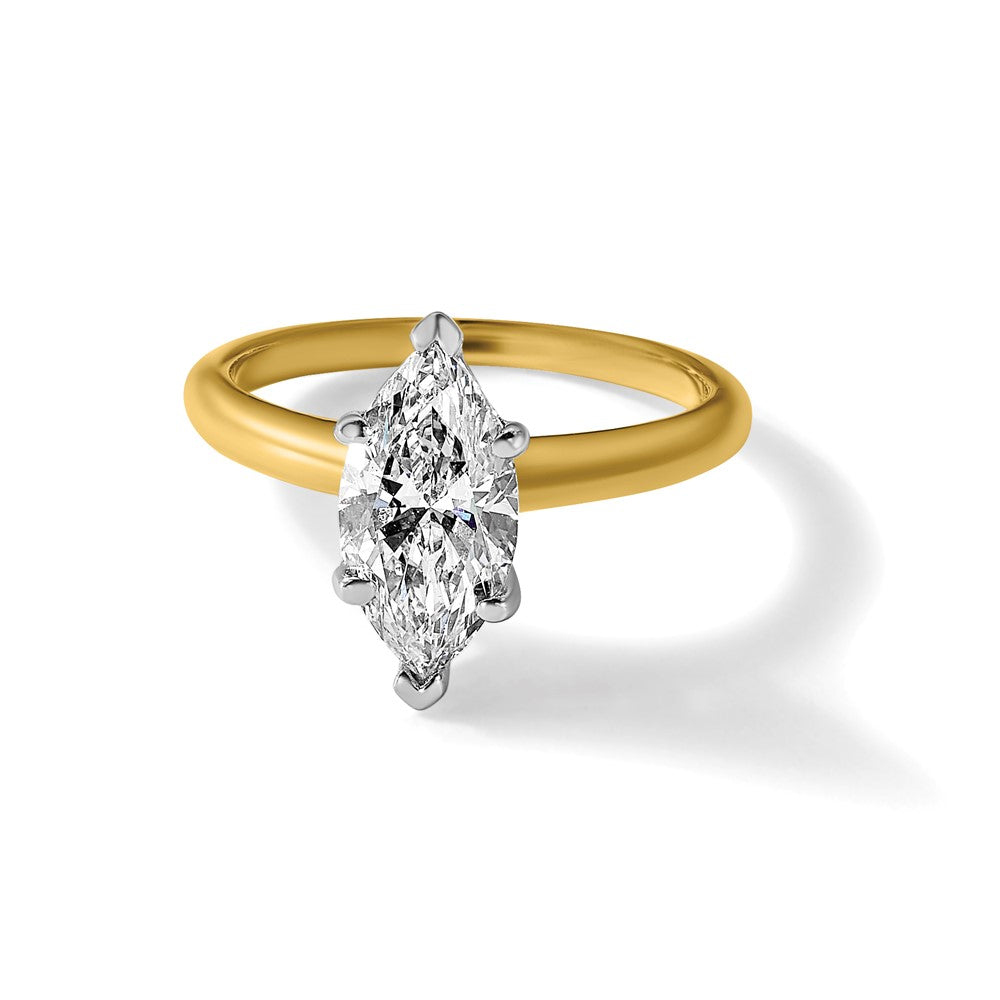 14ktt 2 1/2ct Lab Grown Diamond VS/SI+ G+ Marquise Solitaire Comp Eng Ring