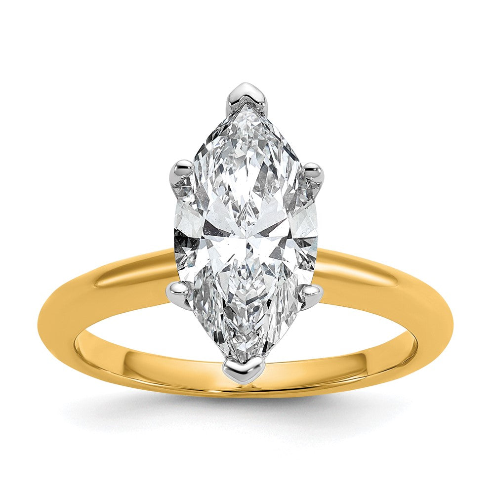14ktt 2 1/2ct Lab Grown Diamond VS/SI+ G+ Marquise Solitaire Comp Eng Ring
