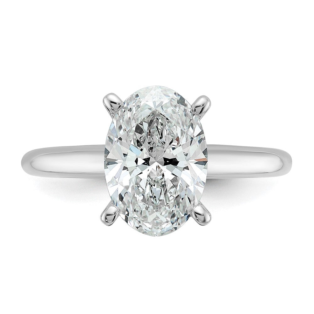 14kw 2 1/2ct Lab Grown Diamond VS+ F+ Oval Comp Solitaire Eng Ring