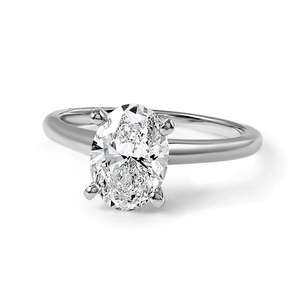 14kw 2 1/2ct Lab Grown Diamond VS+ F+ Oval Comp Solitaire Eng Ring