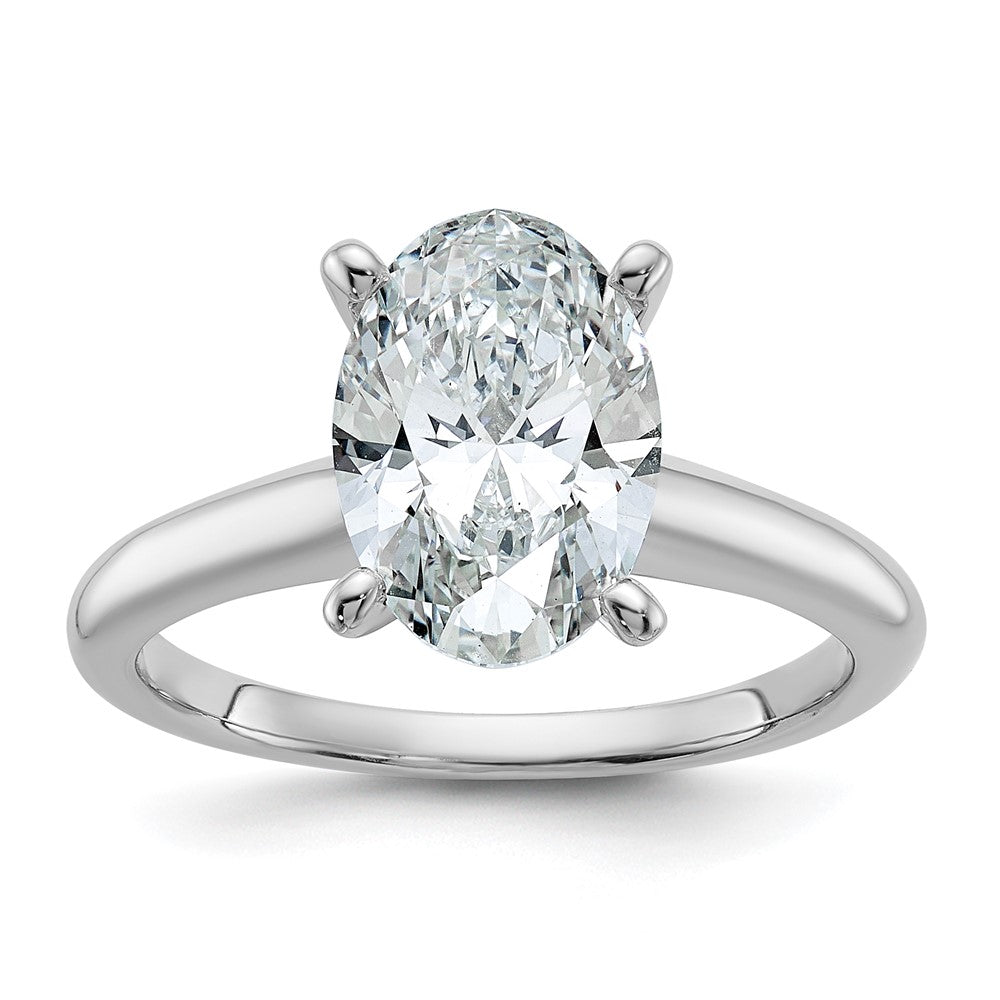 14kw 2 1/2ct Lab Grown Diamond VS/SI+ G+ Oval Comp Solitaire Eng Ring
