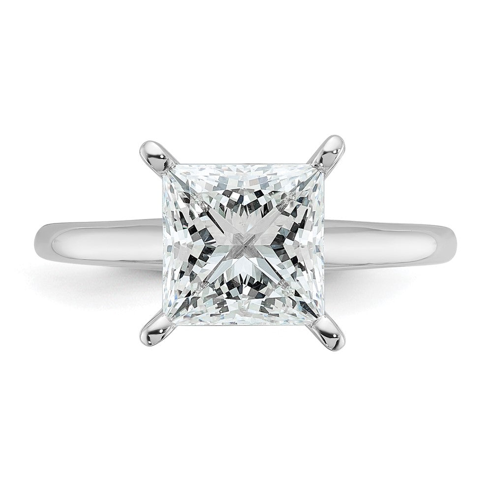 14kw 2 1/2ct Lab Grown Diamond VS/SI+ G+ Princess Comp Solitaire Eng Ring