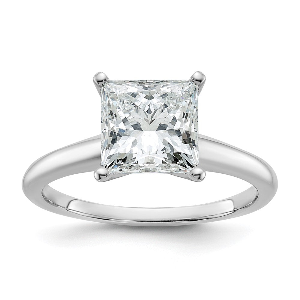 14kw 2 1/2ct Lab Grown Diamond VS/SI+ G+ Princess Comp Solitaire Eng Ring