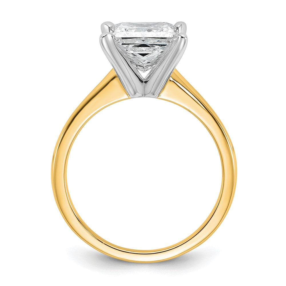 14ktt 2 1/2ct Cert Lab Grown Dia VS/SI+ G+ Princess Comp Solitaire Eng Ring