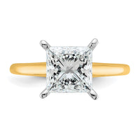 14ktt 2 1/2ct Cert Lab Grown Dia VS/SI+ G+ Princess Comp Solitaire Eng Ring