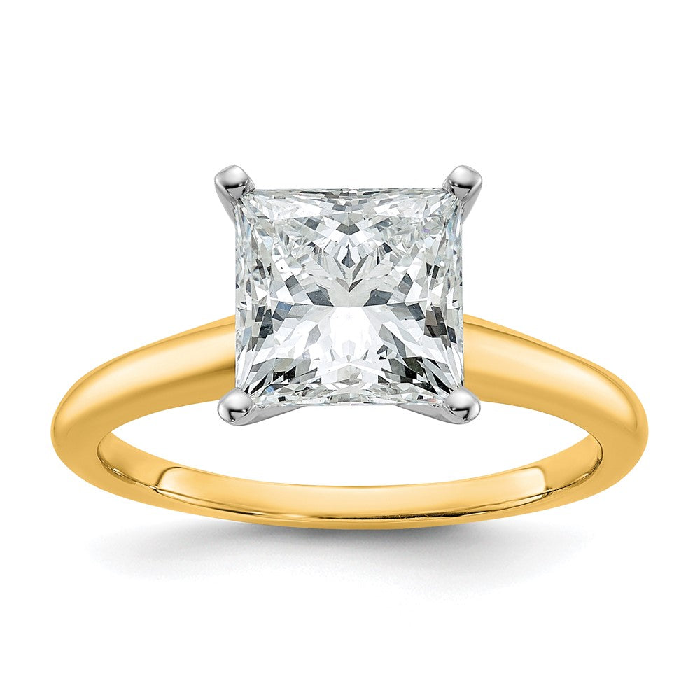 14ktt 2 1/2ct Lab Grown Diamond VS+ F+ Princess Comp Solitaire Eng Ring