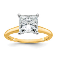 14ktt 2 1/2ct Cert Lab Grown Dia VS/SI+ G+ Princess Comp Solitaire Eng Ring