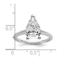 14kw 2 1/2ct Cert Lab Grown Diamond VS+ F+ Pear Solitaire Comp Eng Ring