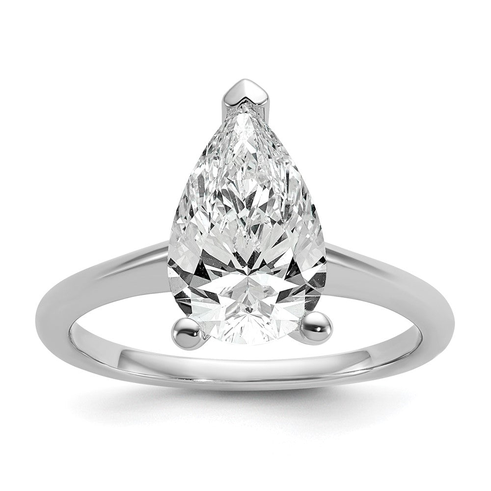 14kw 2 1/2ct Cert Lab Grown Diamond VS+ F+ Pear Solitaire Comp Eng Ring