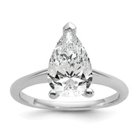 14kw 2 1/2ct Cert Lab Grown Diamond VS+ F+ Pear Solitaire Comp Eng Ring