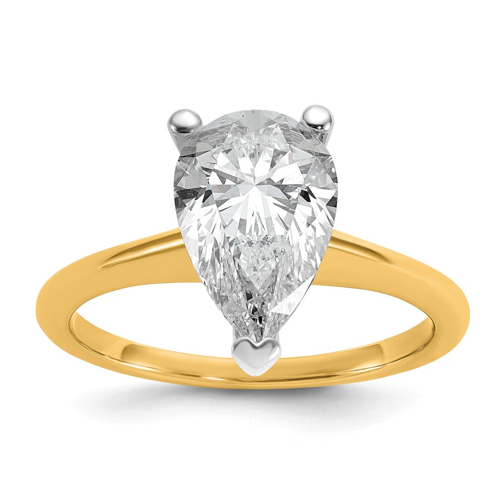 14ktt 2 1/2ct Lab Grown Diamond VS/SI+ G+ Pear Solitaire Comp Eng Ring