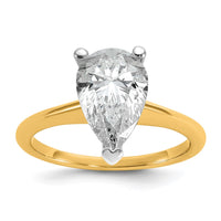 14ktt 2 1/2ct Lab Grown Diamond VS+ F+ Pear Solitaire Comp Eng Ring