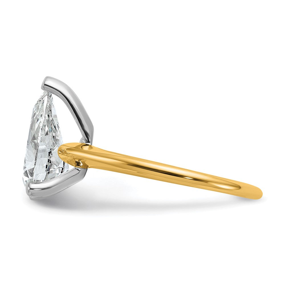 14ktt 2 1/2ct Lab Grown Diamond VS+ F+ Pear Solitaire Comp Eng Ring