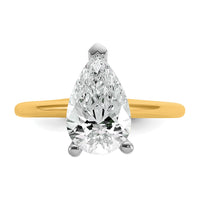 14ktt 2 1/2ct Lab Grown Diamond VS+ F+ Pear Solitaire Comp Eng Ring