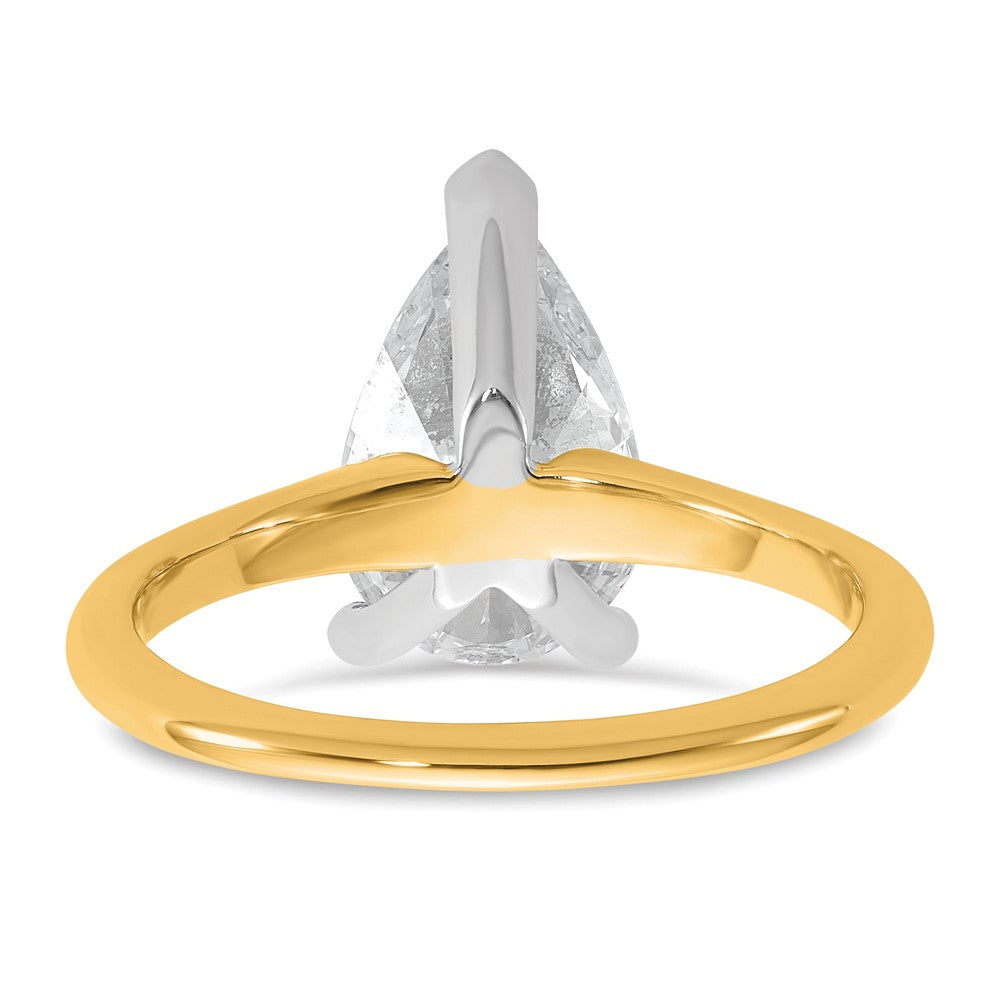 14ktt 2 1/2ct Lab Grown Diamond VS+ F+ Pear Solitaire Comp Eng Ring
