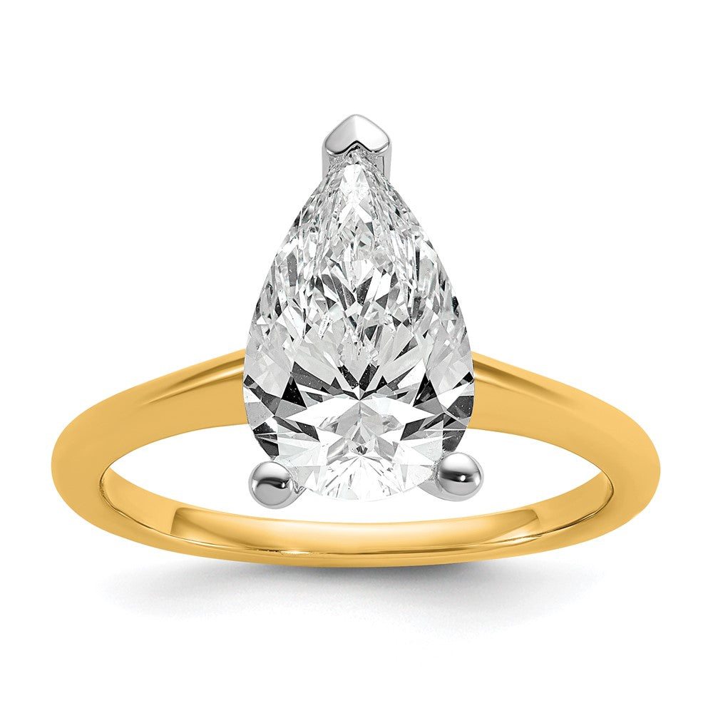 14ktt 2 1/2ct Lab Grown Diamond VS+ F+ Pear Solitaire Comp Eng Ring