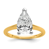 14ktt 2 1/2ct Lab Grown Diamond VS+ F+ Pear Solitaire Comp Eng Ring