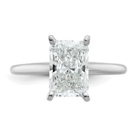 14kw 2 1/2ct Cert Lab Grown Dia VS/SI+ G+ Radiant Solitaire Comp Eng Ring