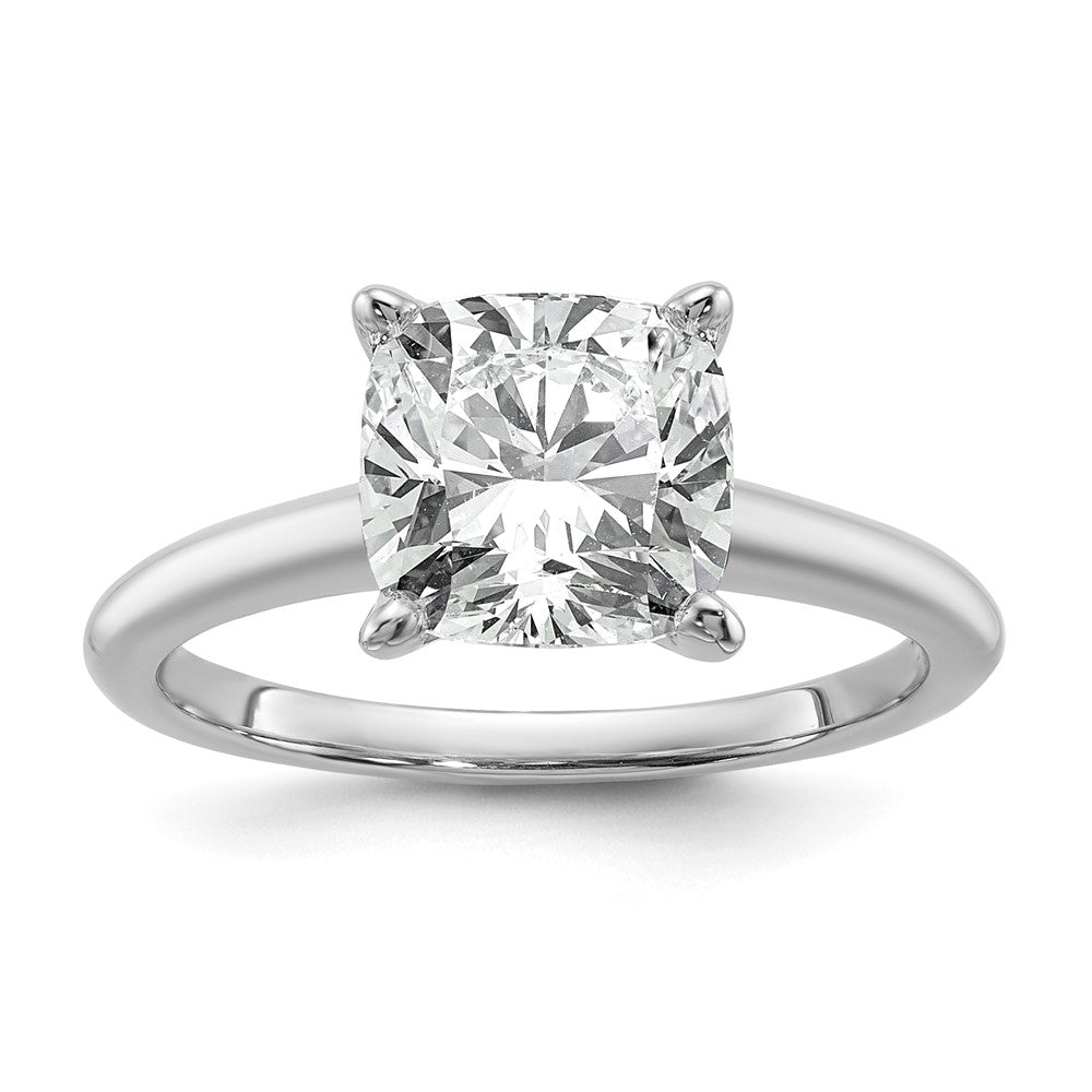14kw 3ct Cert Lab Grown Diamond VS+ F+ Cushion Comp Solitaire Eng Ring