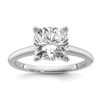 14kw 3ct Cert Lab Grown Diamond VS+ F+ Cushion Comp Solitaire Eng Ring