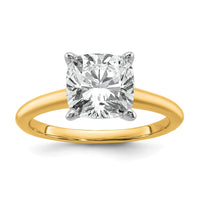 14ktt 3ct Cert Lab Grown Diamond VS/SI+ G+ Cushion Comp Solitaire Eng Ring